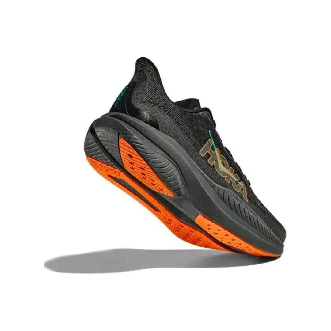 HOKA Mach 6 Running Shoes, Black with in Teal and Orange - product image from the listing.