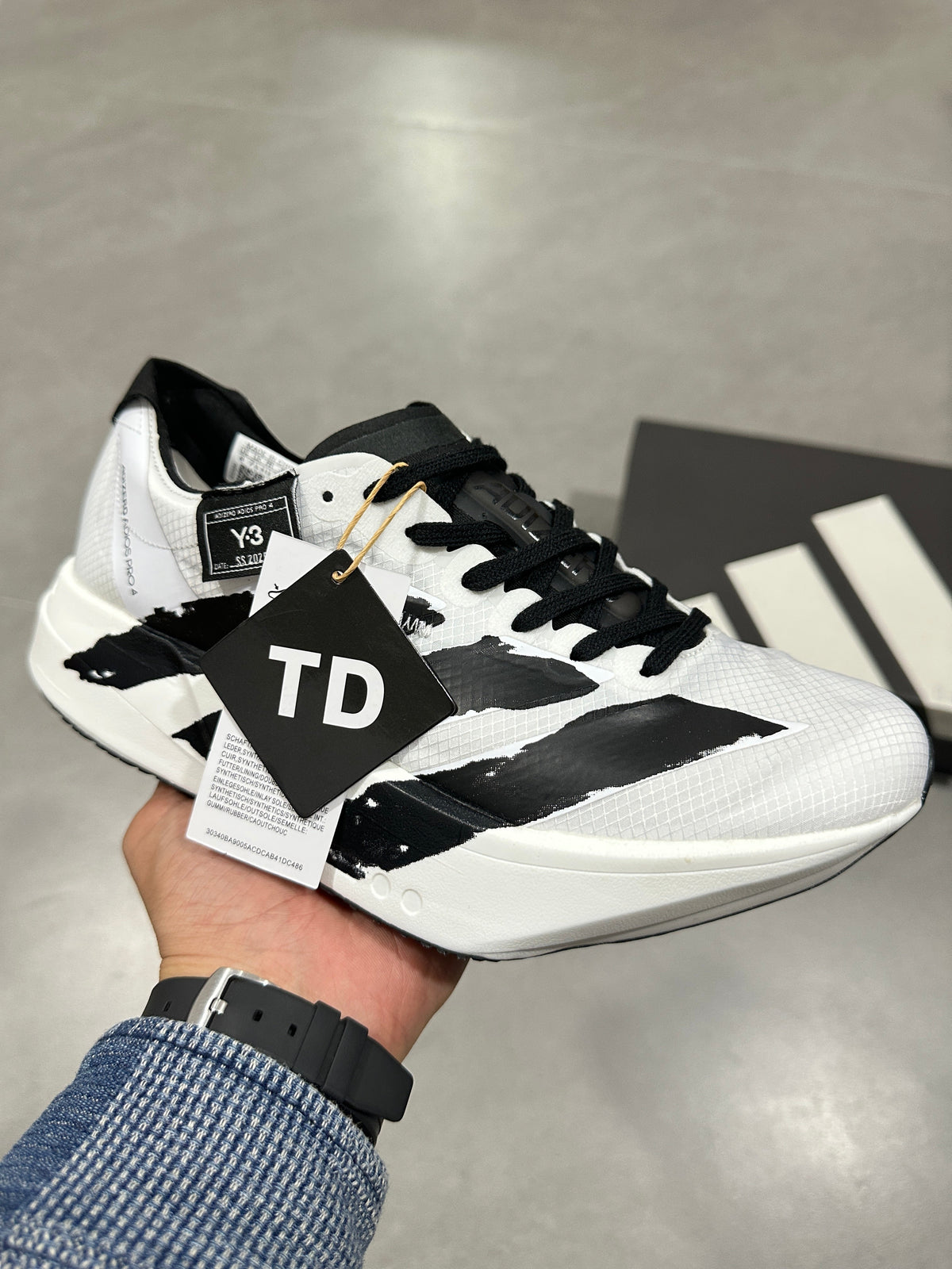 adidas Y-3 Adizero Running Shoes in White Black JR6658 - product image from the listing.