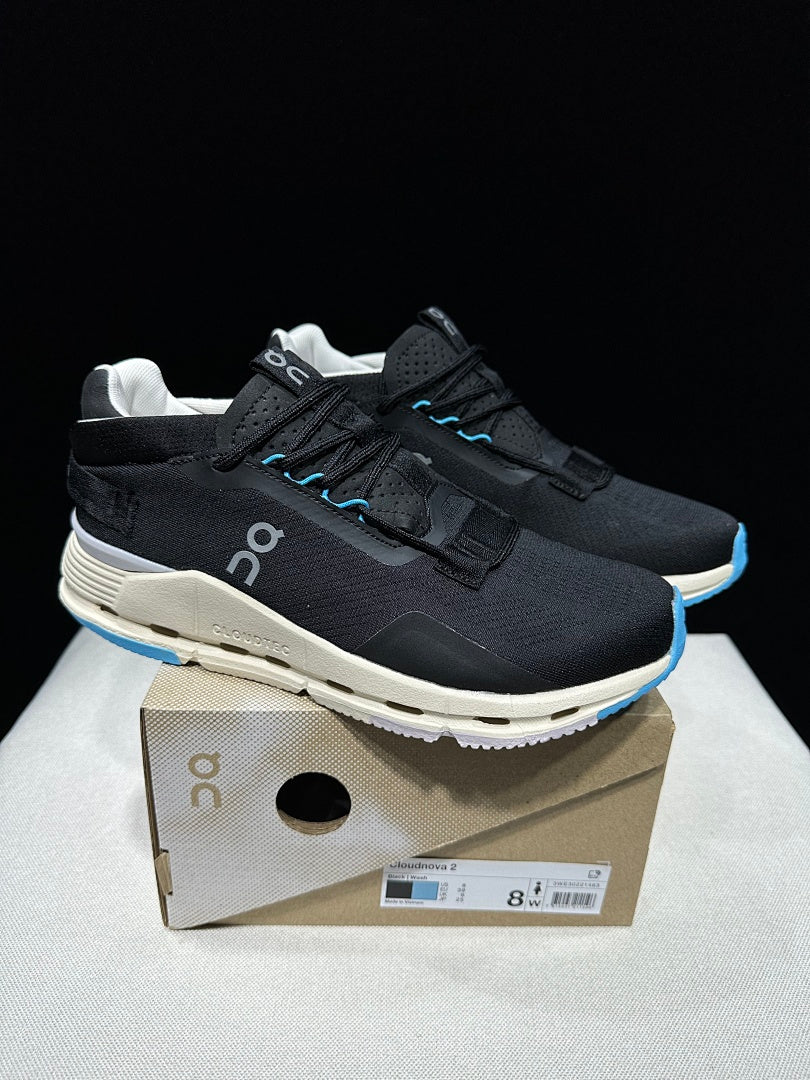 On Cloudnova 2 Sneakers in Black Blue - product image from the listing.