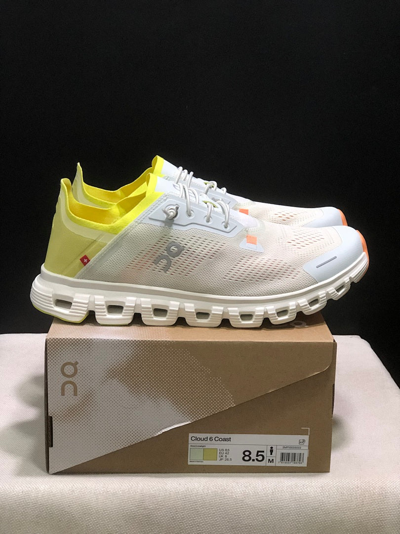 On Cloud 6 Coast Sneakers in Ivory, in Yellow and Orange - product image from the listing.