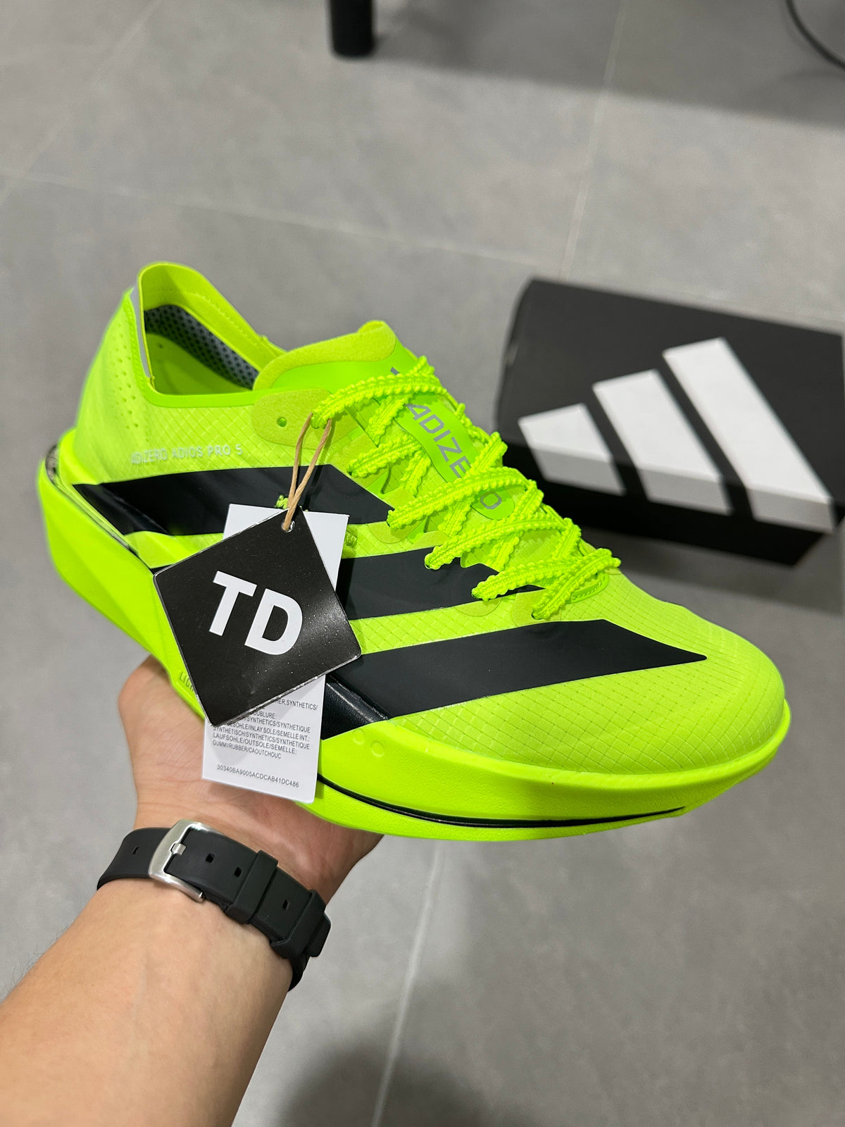Adidas Lightstrike Pro Running Shoes in Neon in Yellow and Black KI8297 - product image from the listing.