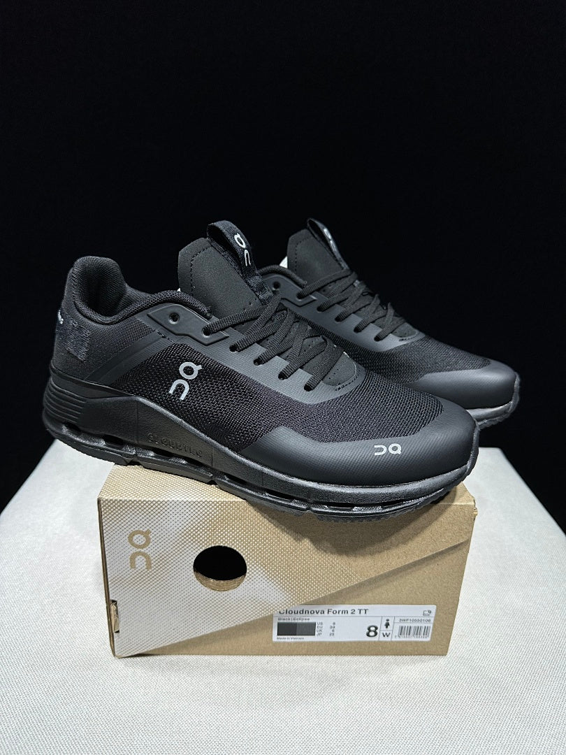 On Cloudnova Form 2 TT Trainers in Black and Eclipse - product image from the listing.