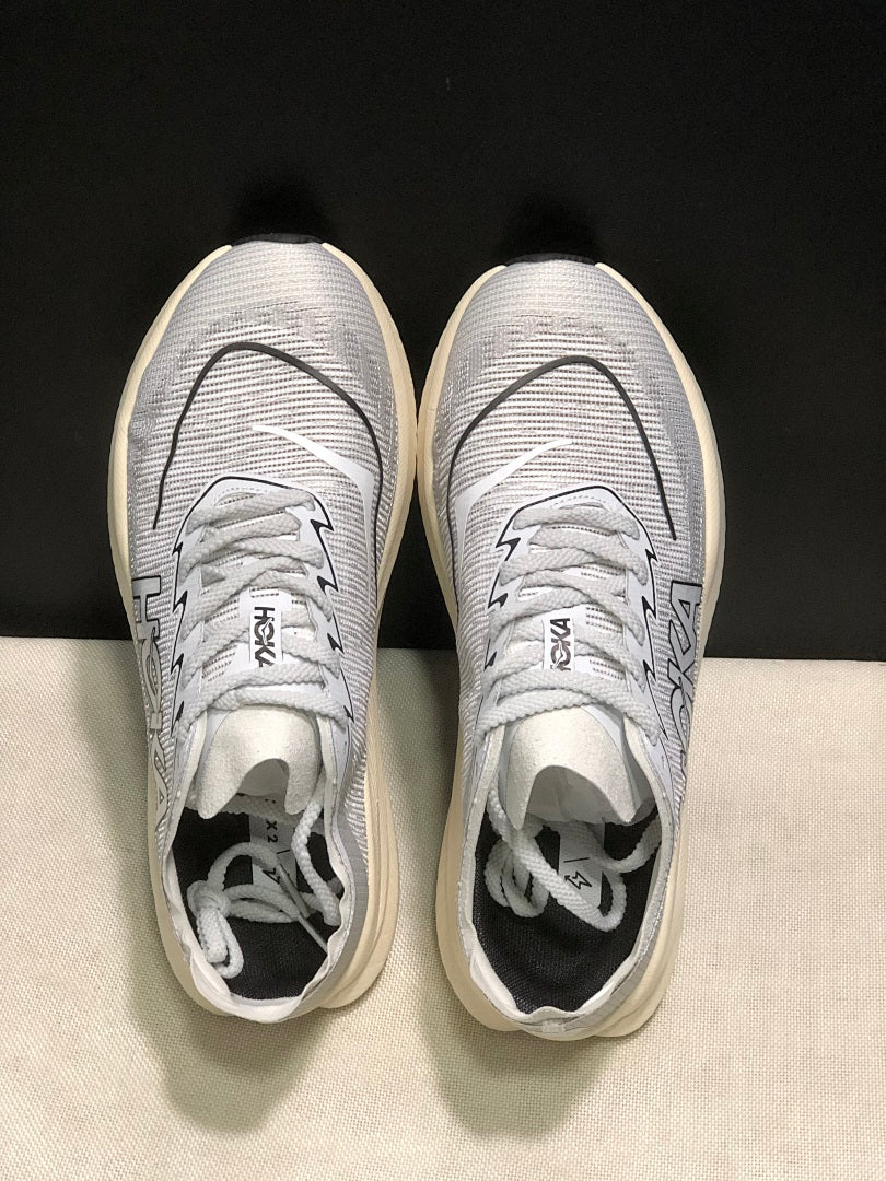 White and Gray HOKA Mach X 2 Running Shoes - product image from the listing.