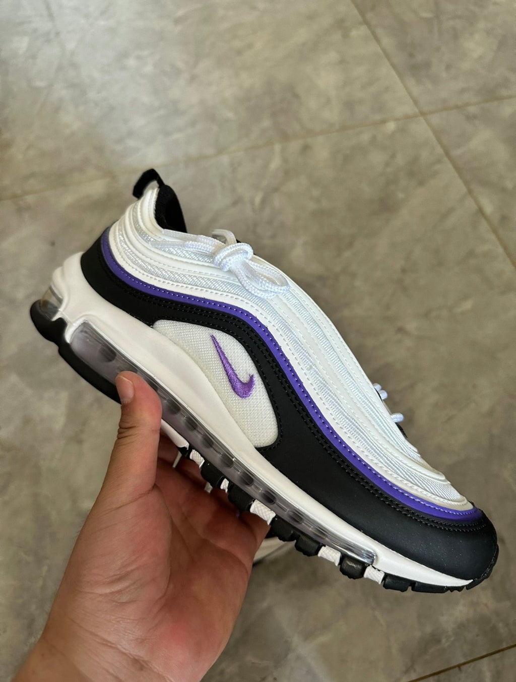 Nike Air Max 97 Sneakers in Black White Purple 921826-109 - product image from the listing.