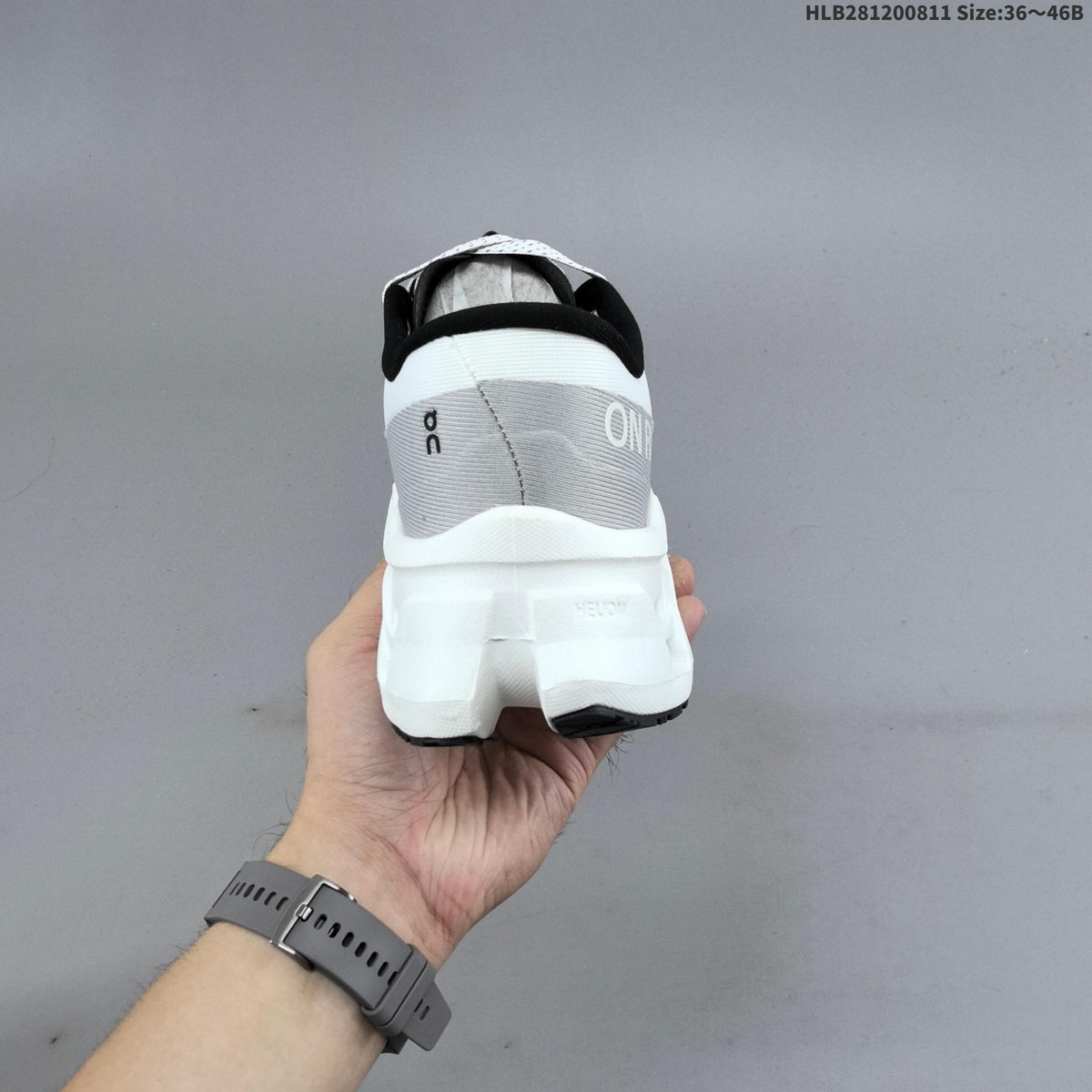 On Cloudmonster 3 Running Shoes in White Black - product image from the listing.