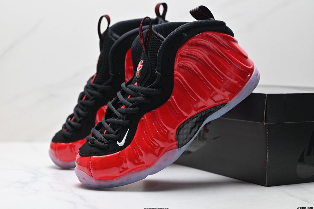 Nike Air Foamposite One Basketball Sneakers in Red and Black - product image from the listing.