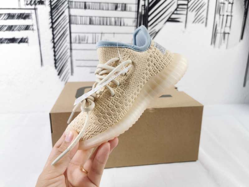 Yeezy 350 V2 Kids Sneakers in Linen in Yellow - product image from the listing.