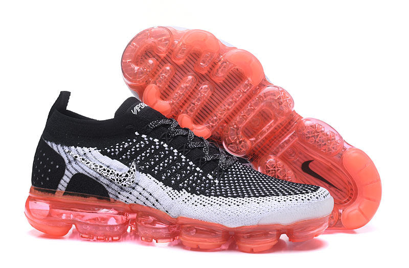 Nike Air VaporMax Flyknit 2 Sneakers in Black White Orange - product image from the listing.