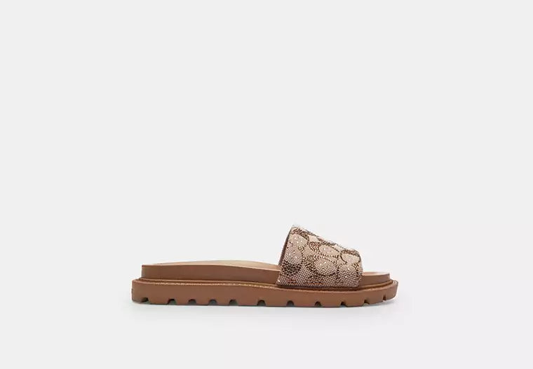 Brynn Slide Sandal In Crystal Signature Jacquard - product image from the listing.