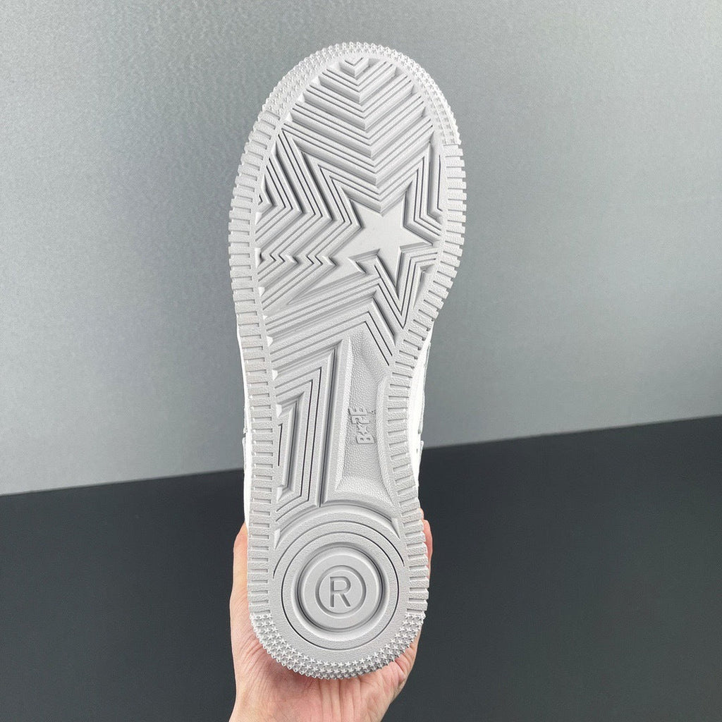 White and Grey BAPE STA Low Sneakers - product image from the listing.
