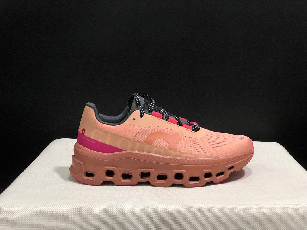 On Cloudmonster Running Sneakers in Pink - product image from the listing.