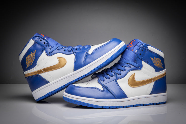 Air Jordan 1 High Sneakers in Blue White Gold - product image from the listing.