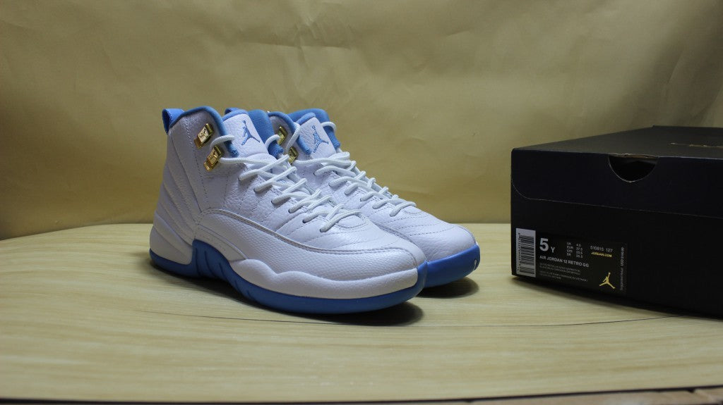 Air Jordan 12 High-Top Sneakers in University Blue 510815-127 - product image from the listing.