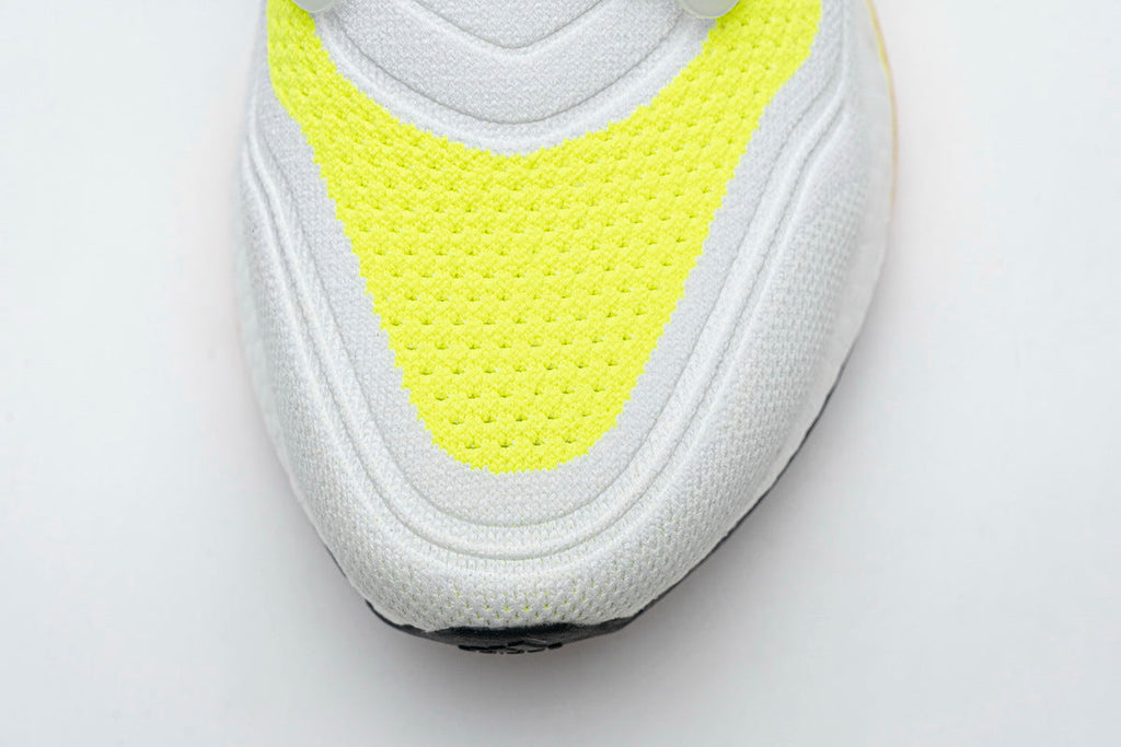 Adidas Ultraboost 21 Running Shoes FY0377 in White Yellow - product image from the listing.