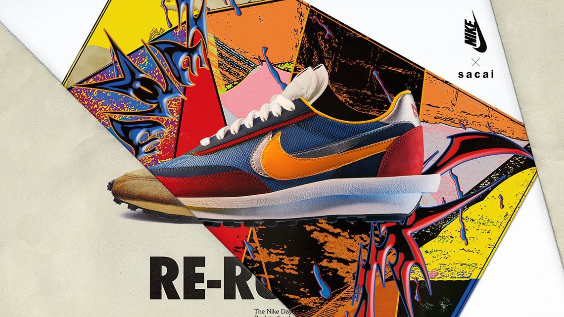 Nike x sacai LDV Waffle Sneakers in Blue Red BV0073-400 - product image from the listing.