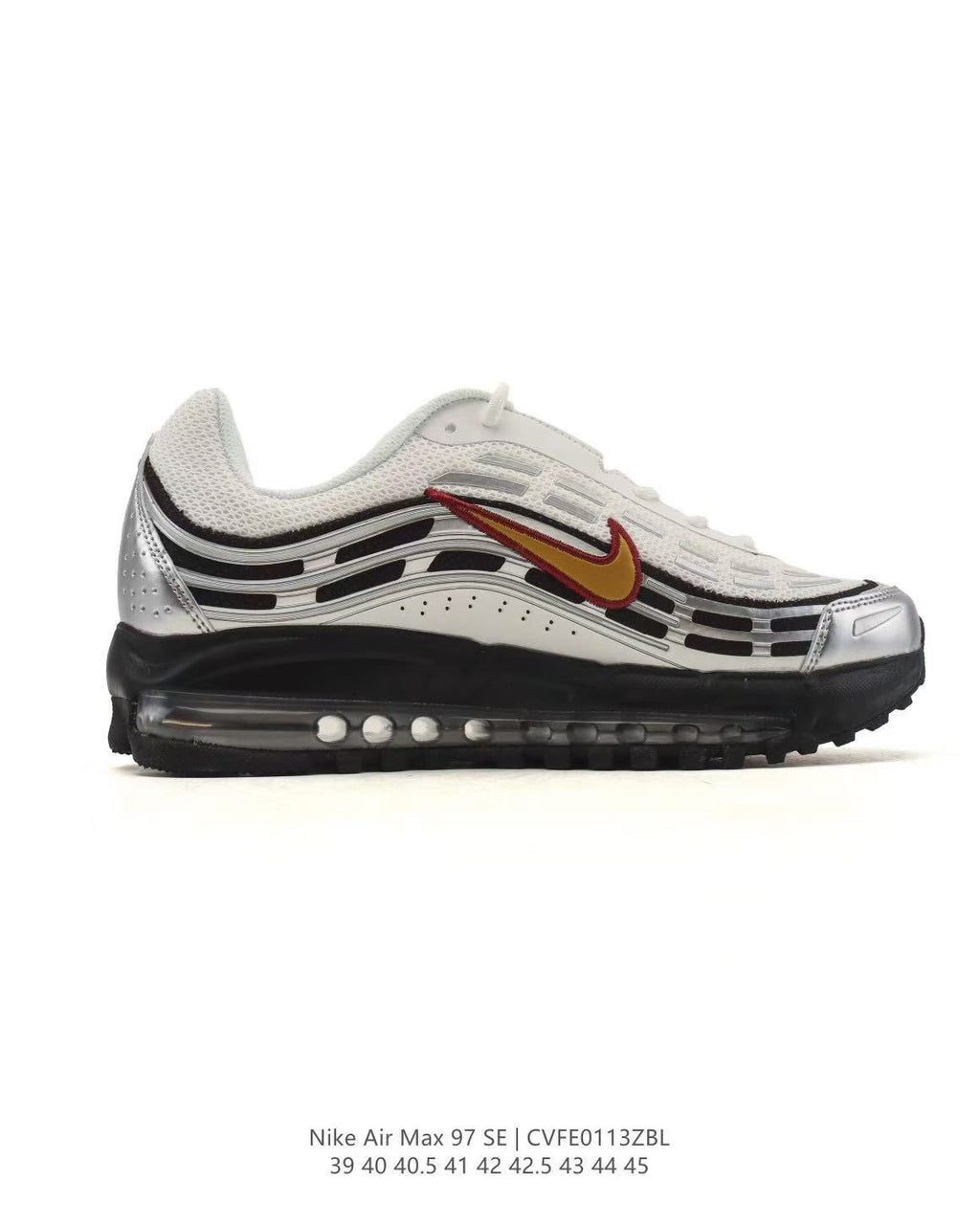 Nike Air Max 97 SE Sneakers in White Silver Gold CVFF013ZBL - product image from the listing.