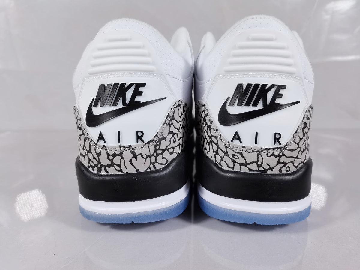 White Red Sneakers with Elephant Print - Air Jordan 3 Retro - product image from the listing.