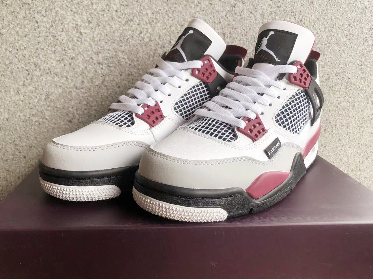 Jordan 4 Paris Saint-Germain Sneakers in White Burgundy - product image from the listing.