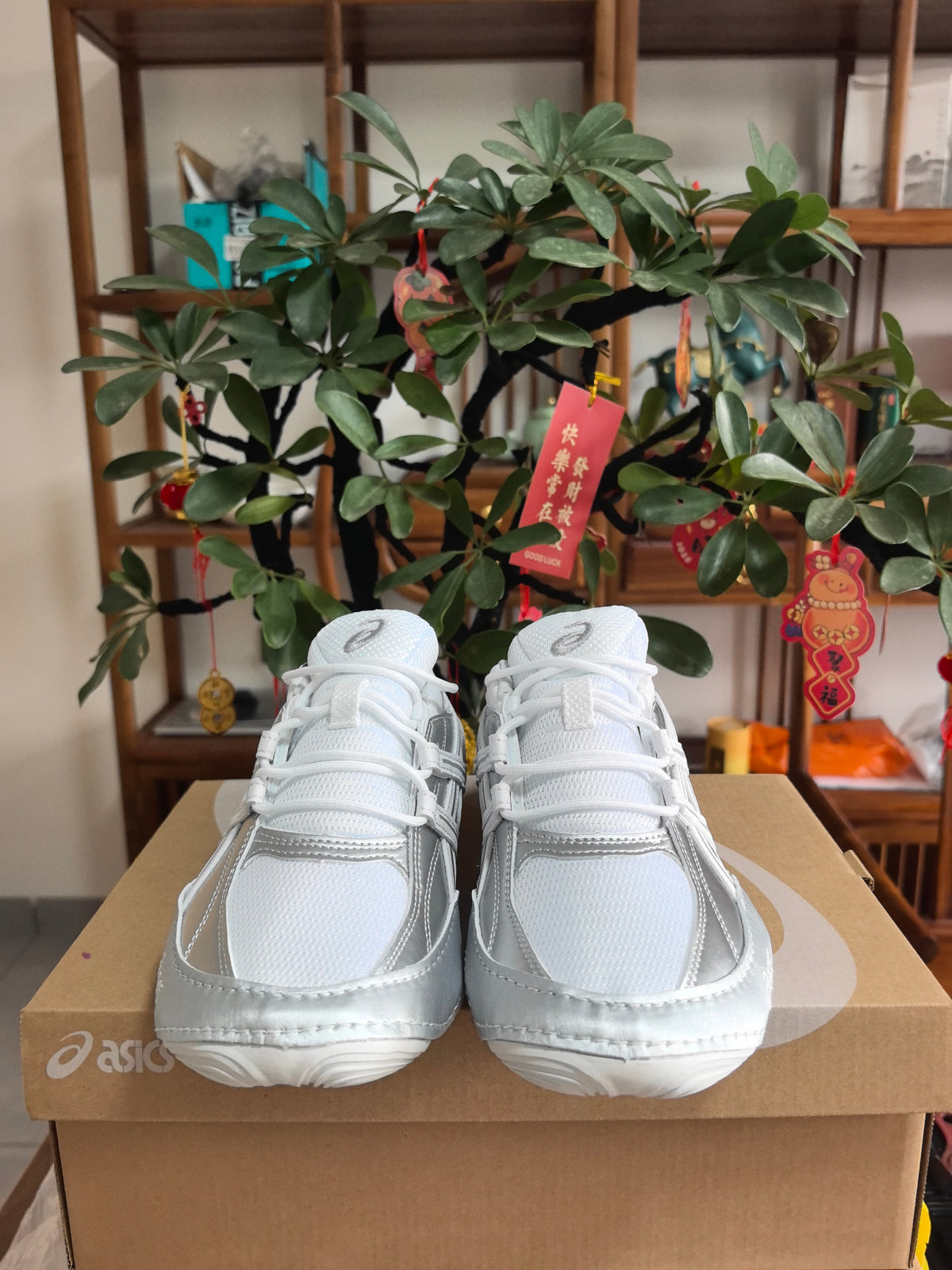 Silver and White ASICS F3 Sneakers - product image from the listing.