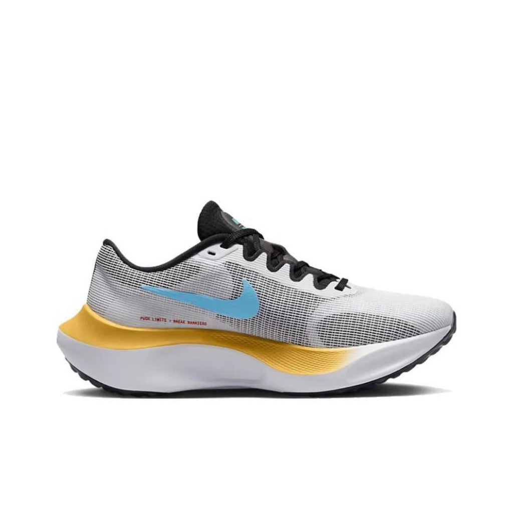 Nike Zoom Fly 5 Running Shoes in White Yellow Blue DM8974-002 - product image from the listing.