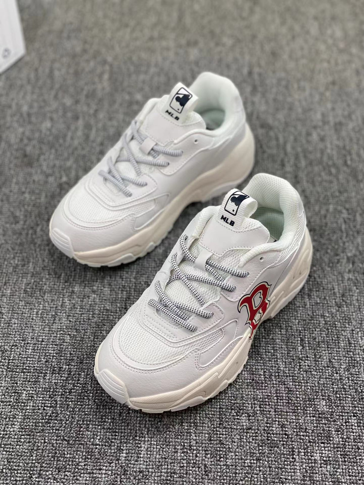 MLB White Chunky Lace-Up Trainers - product image from the listing.