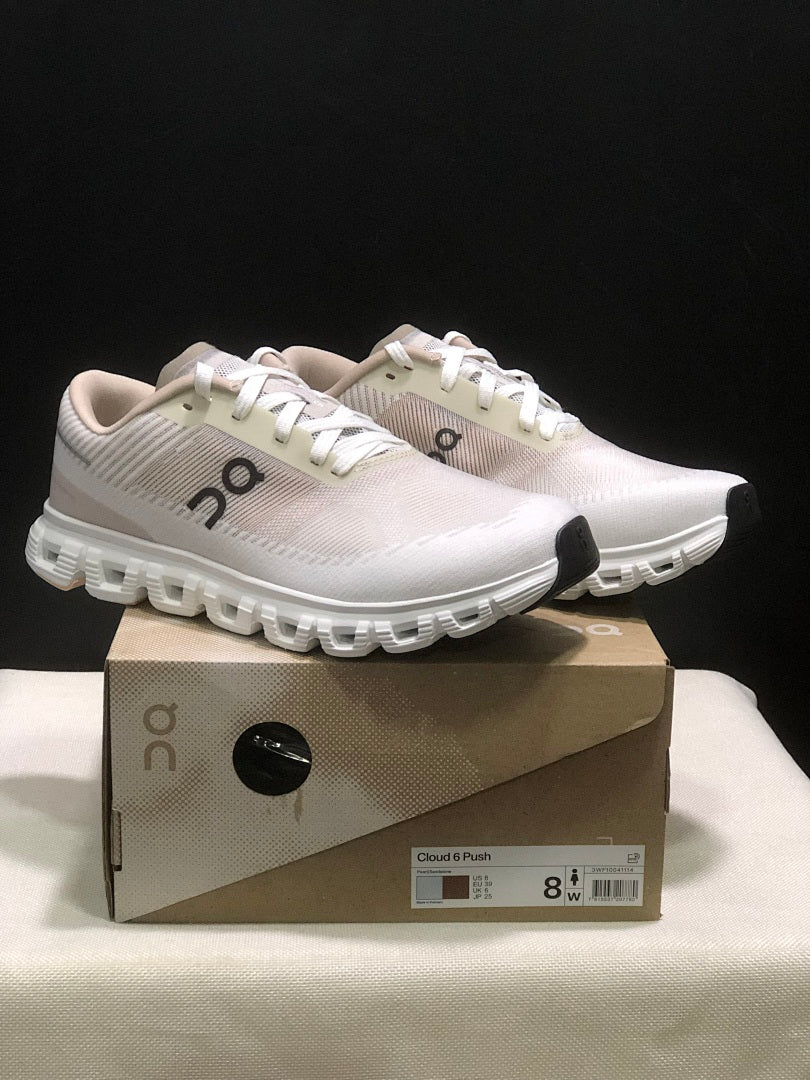 White and Beige On Cloud 6 Push Sneakers - product image from the listing.