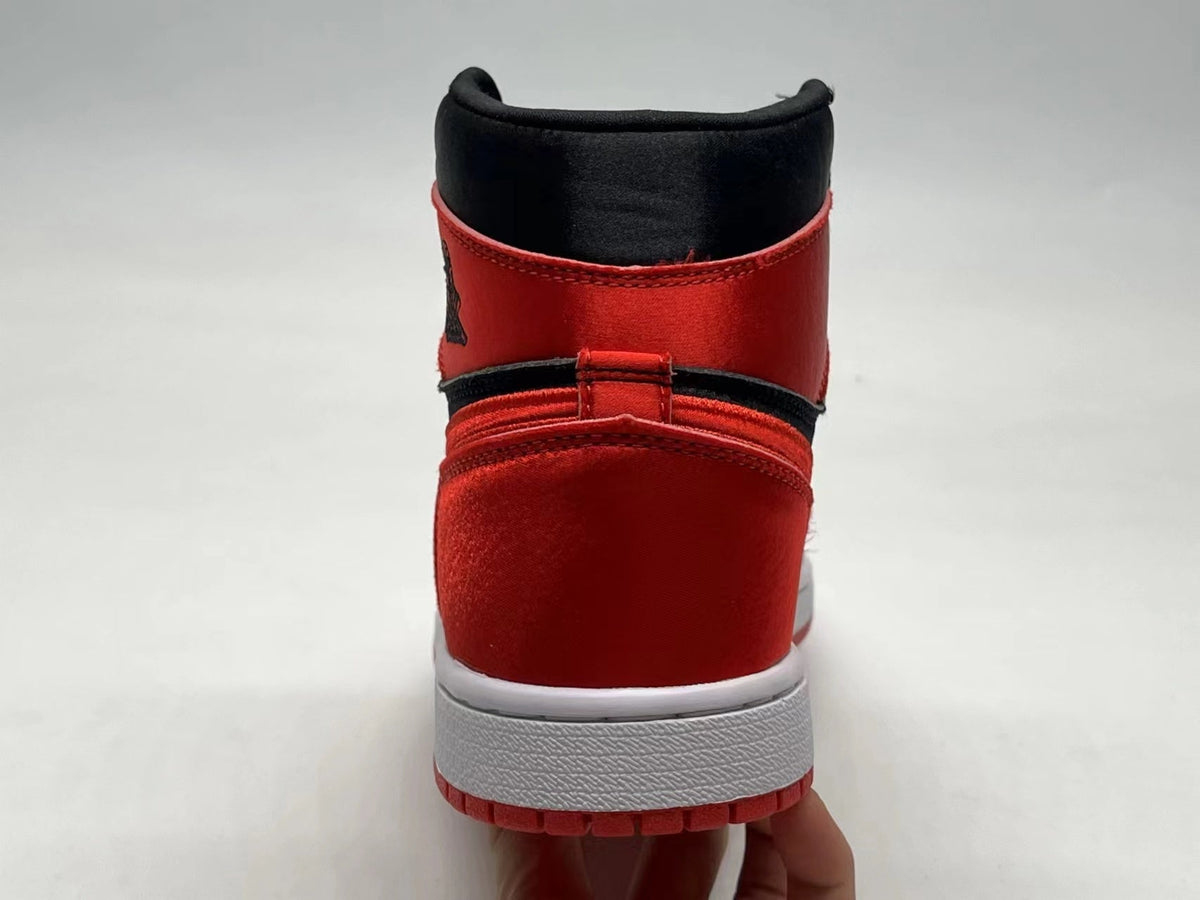 "Banned" Air Jordan 1 High OG Satin (Full-Grain & Satin) - product image from the listing.