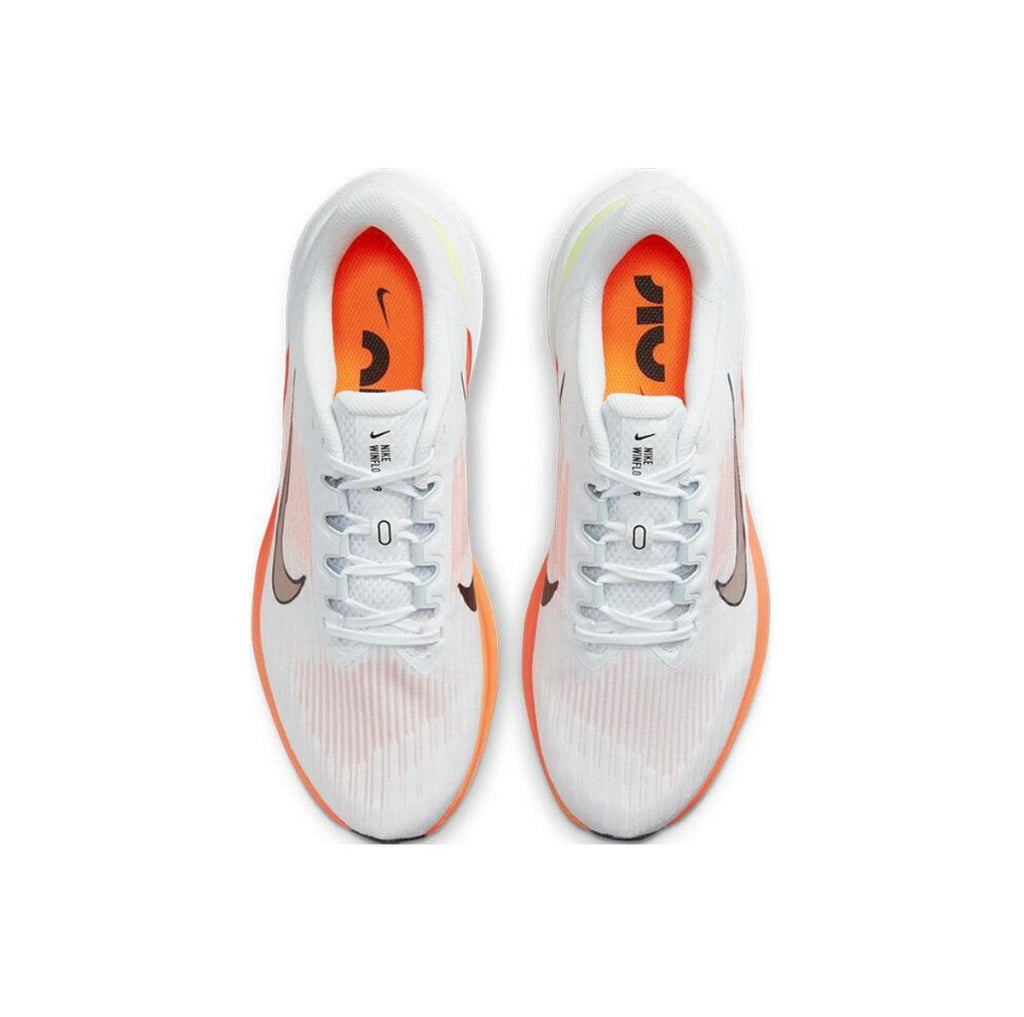 Nike Air Winflo 9 Running Shoes in White Orange DD6203-100 - product image from the listing.