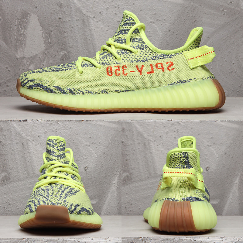 Lime Green and Brown Adidas Yeezy Boost 350 V2 Sneaker - product image from the listing.