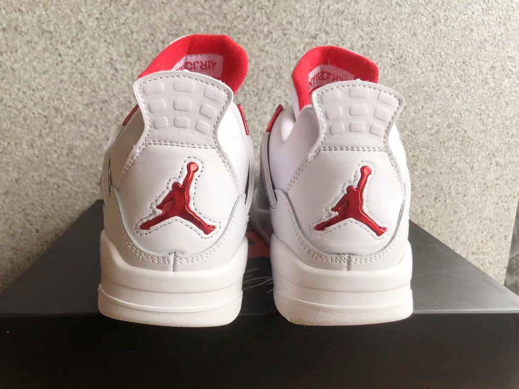 Jordan 4 High-Top Sneakers in White and Red - product image from the listing.