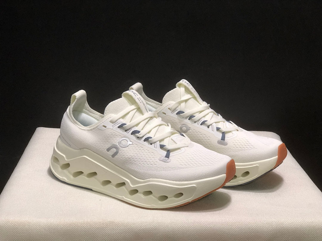 On Cloudsurfer Max Ivory Steel Running Shoes in Grey - product image from the listing.