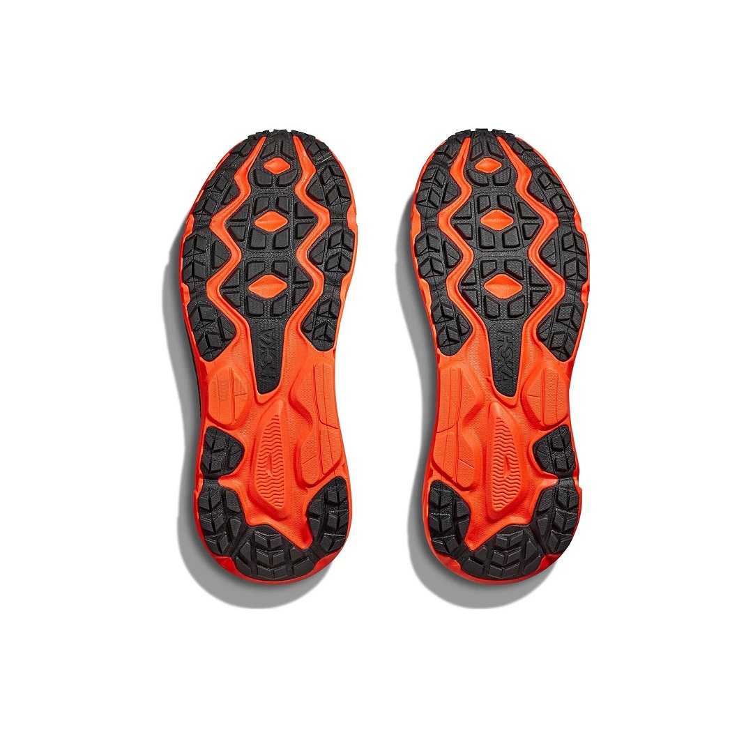HOKA Challenger 7 Trail Running Shoes in Black and Orange - product image from the listing.