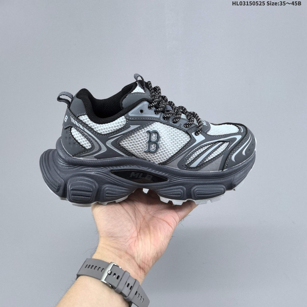 Gray and White MLB Winner Chunky Low-Top Sneakers - product image from the listing.