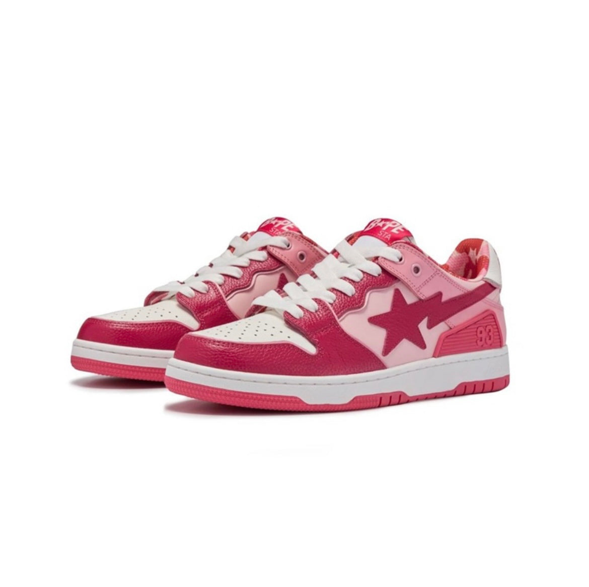 Pink and Burgundy BAPE SK8 STA Sneakers - product image from the listing.