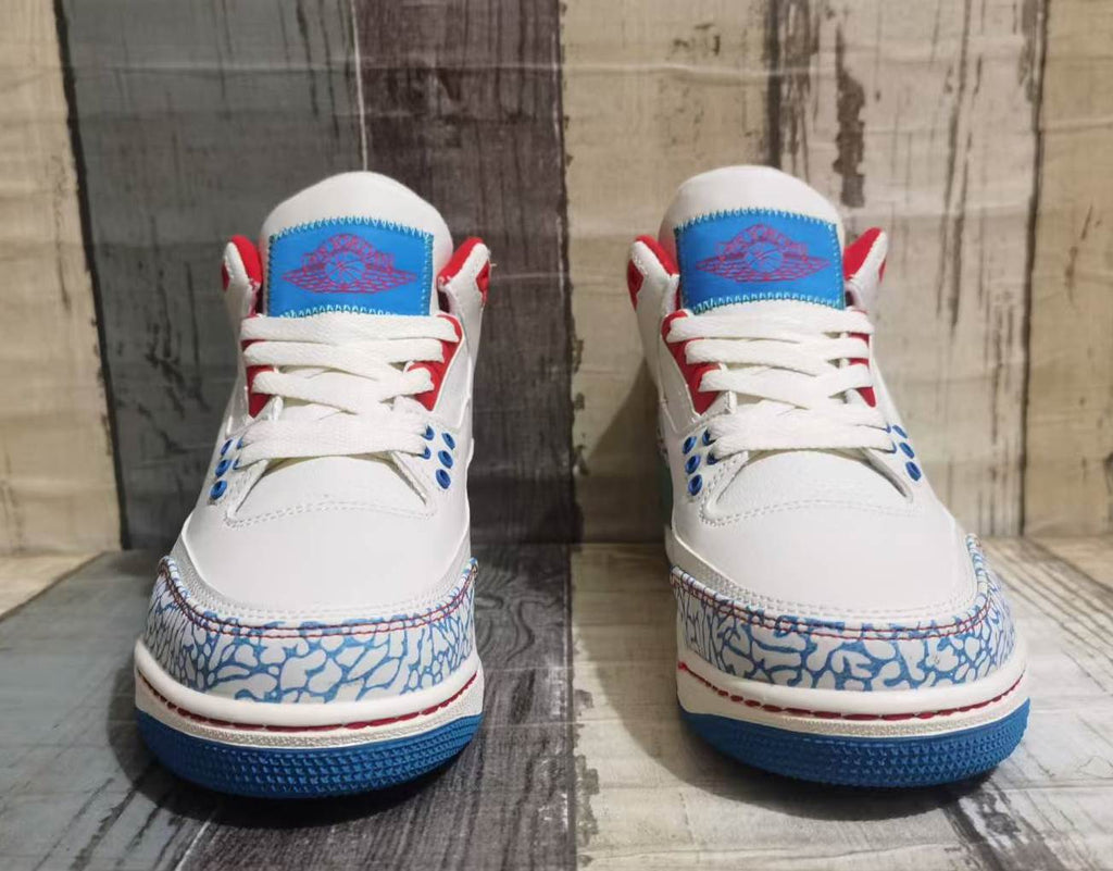 "Cream Blue Red" Air Jordan 3 Retro Men's - product image from the listing.