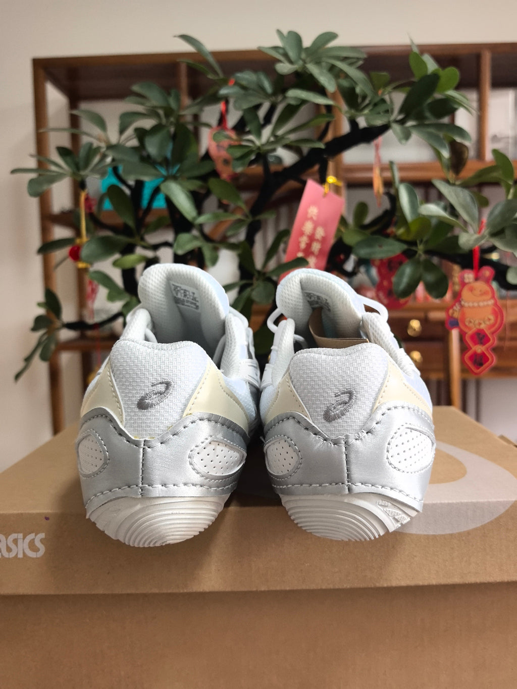 Silver and White ASICS F3 Sneakers - product image from the listing.