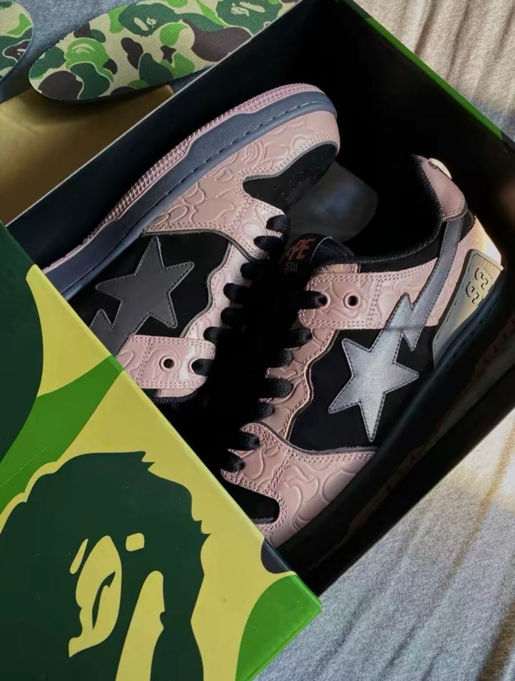 BAPE SK8 Sta Trainers Black and Pink 1H80-191-016 - product image from the listing.