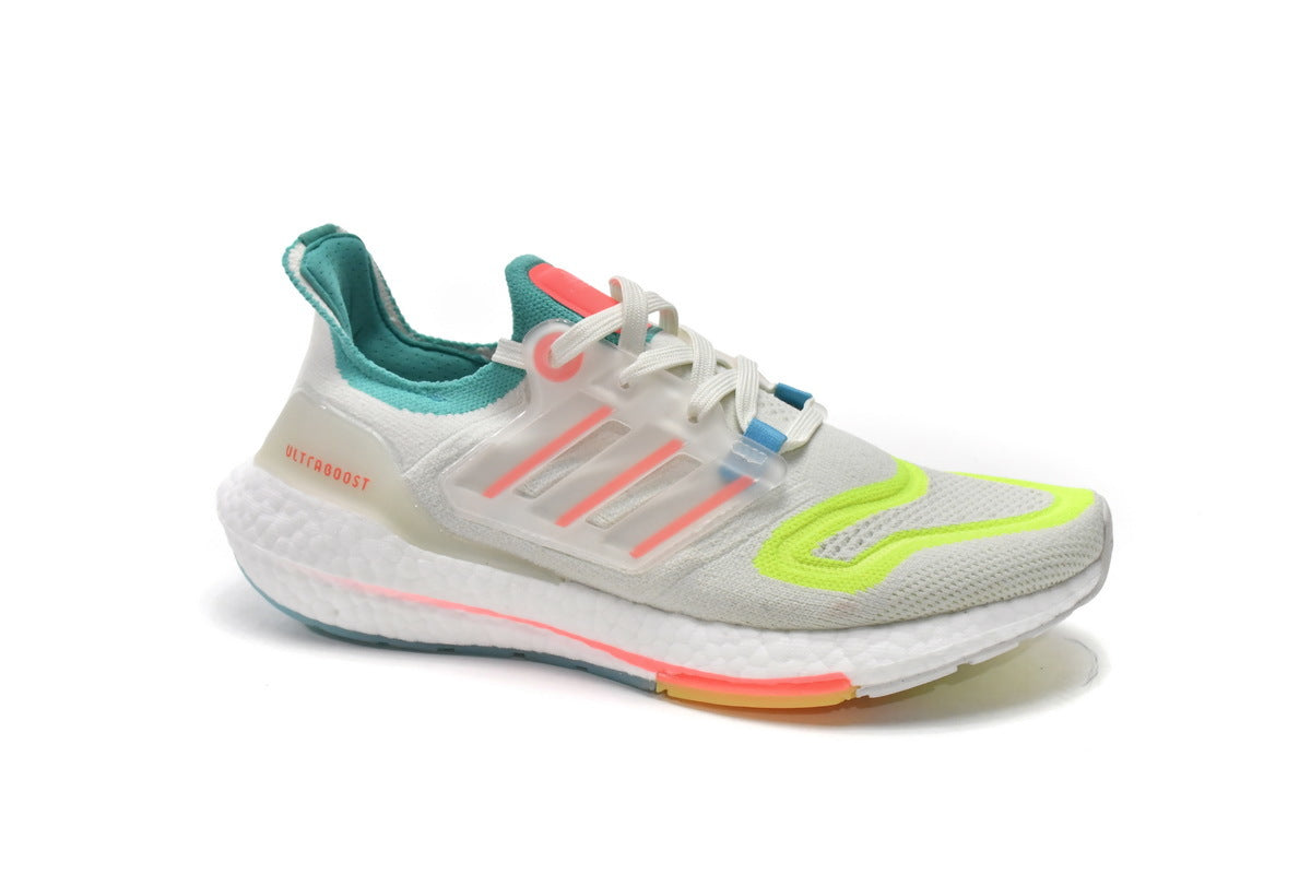 Adidas Ultra Boost 22 GX8015 Running Shoes in White Blue Yellow - product image from the listing.