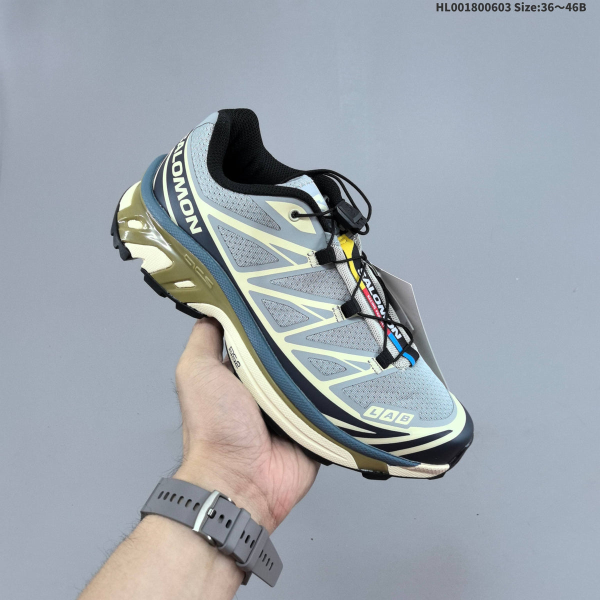 Gray Salomon XT-6 GTX Trail Running Shoes - product image from the listing.