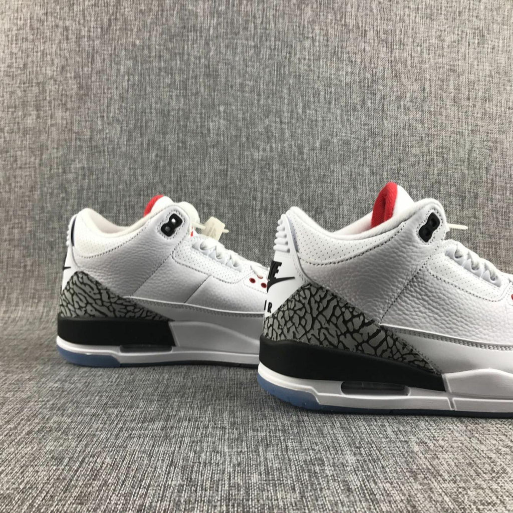 Air Jordan 3 White Cement Sneakers with Translucent Blue Sole - product image from the listing.