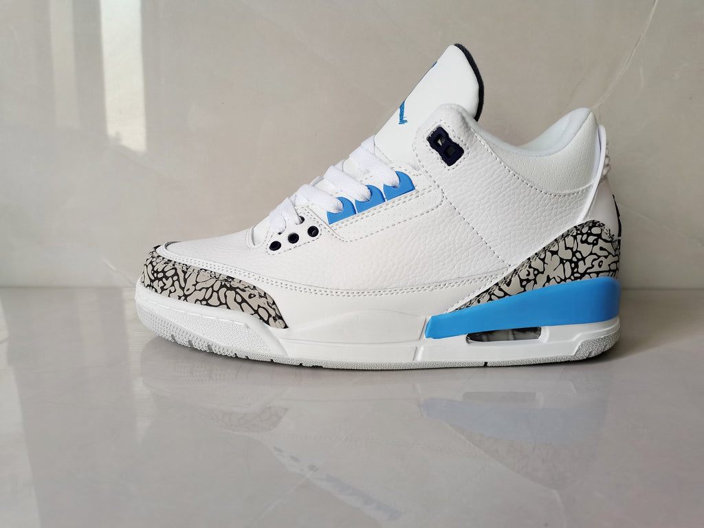 Air Jordan 3 Retro White Blue Sneakers - product image from the listing.