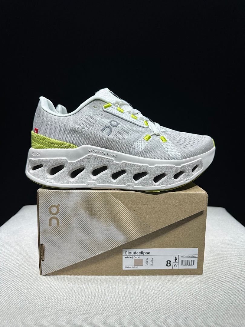 On Cloudeclipse Running Sneakers in White Green - product image from the listing.