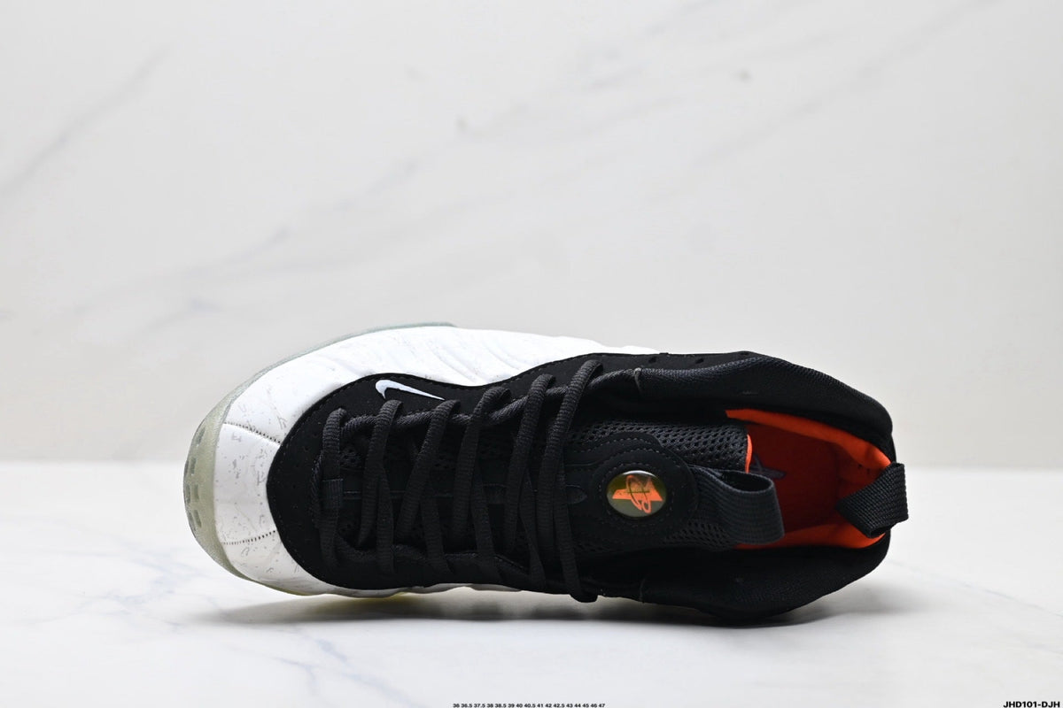 Nike Air Foamposite One Penny Sneakers in Black White Orange - product image from the listing.