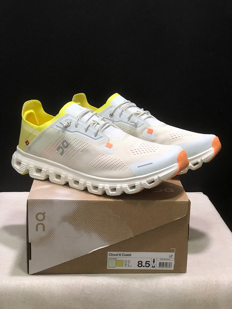 On Cloud 6 Coast Sneakers in Ivory, in Yellow and Orange - product image from the listing.