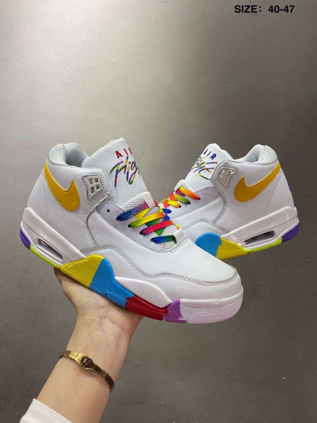 Nike Air Jordan 4 Sneakers in White Multicolor - product image from the listing.