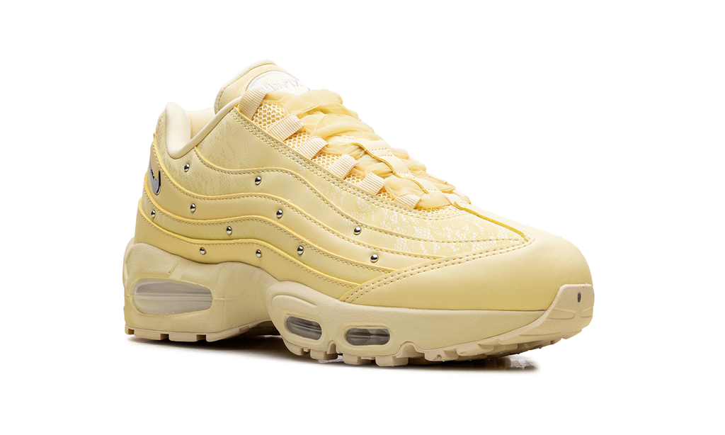 Women's Air Max 95 "Soft Yellow Silver Studded" IQ3444 722 - product image from the listing.