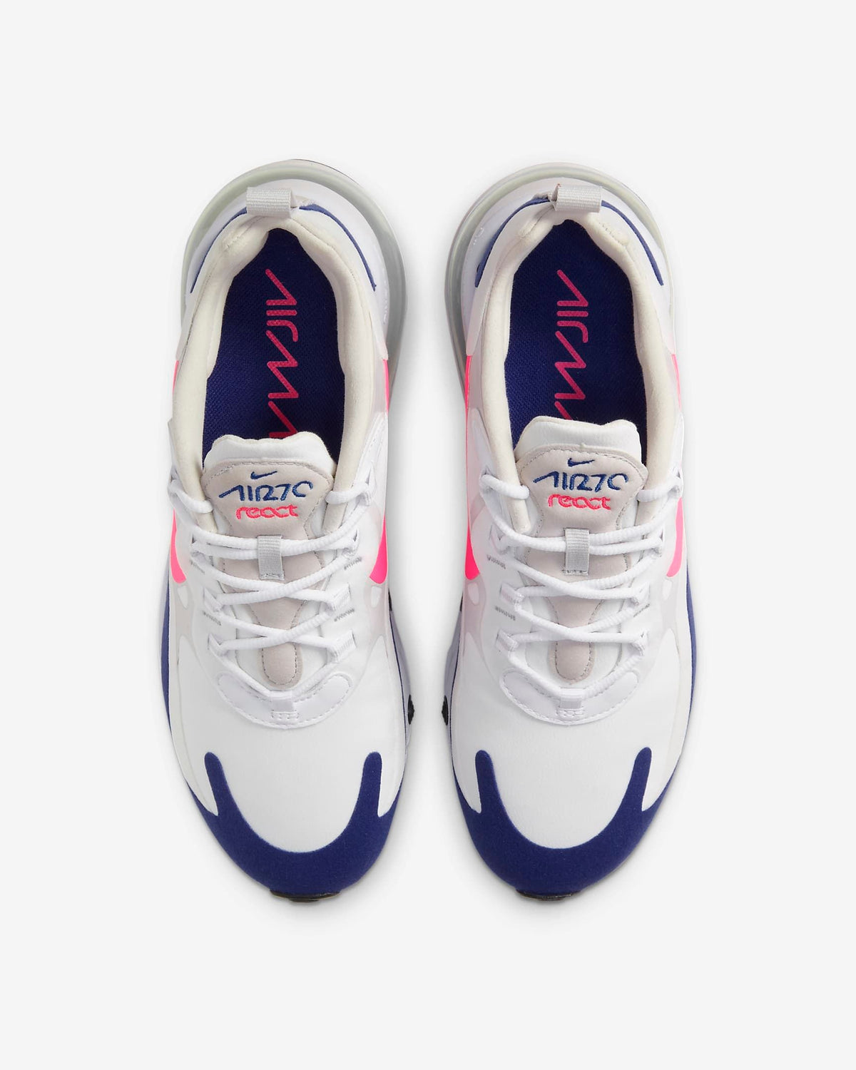 Nike Air Max 270 React Sneakers in White Pink Navy CU7833-101 - product image from the listing.
