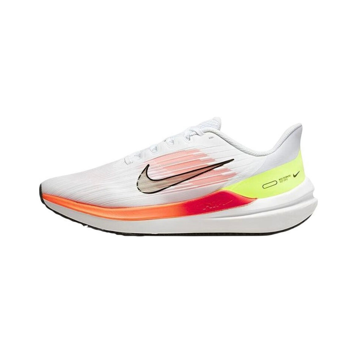 Nike Air Winflo 9 Running Shoes in White Orange DD6203-100 - product image from the listing.