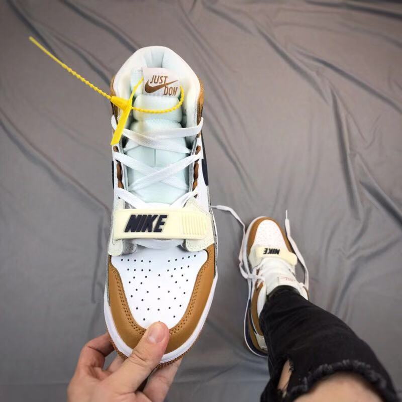Jordan Legacy 312 High-Top Basketball Shoes, in White Tan Navy - product image from the listing.