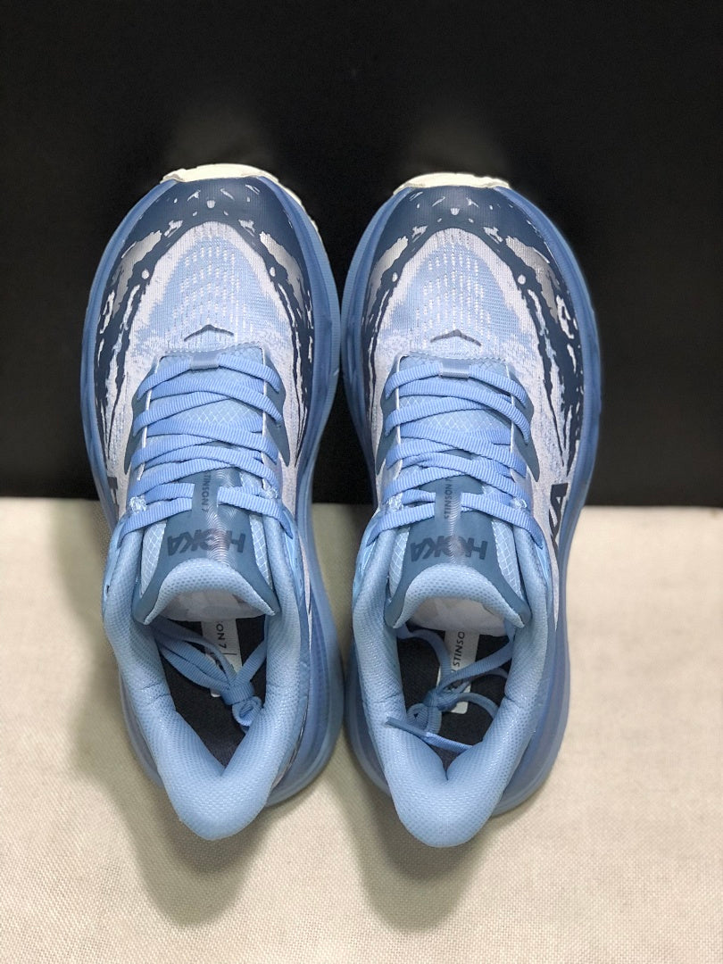 HOKA Stinson 7 Trail Shoes for Running, Blue Pattern - product image from the listing.
